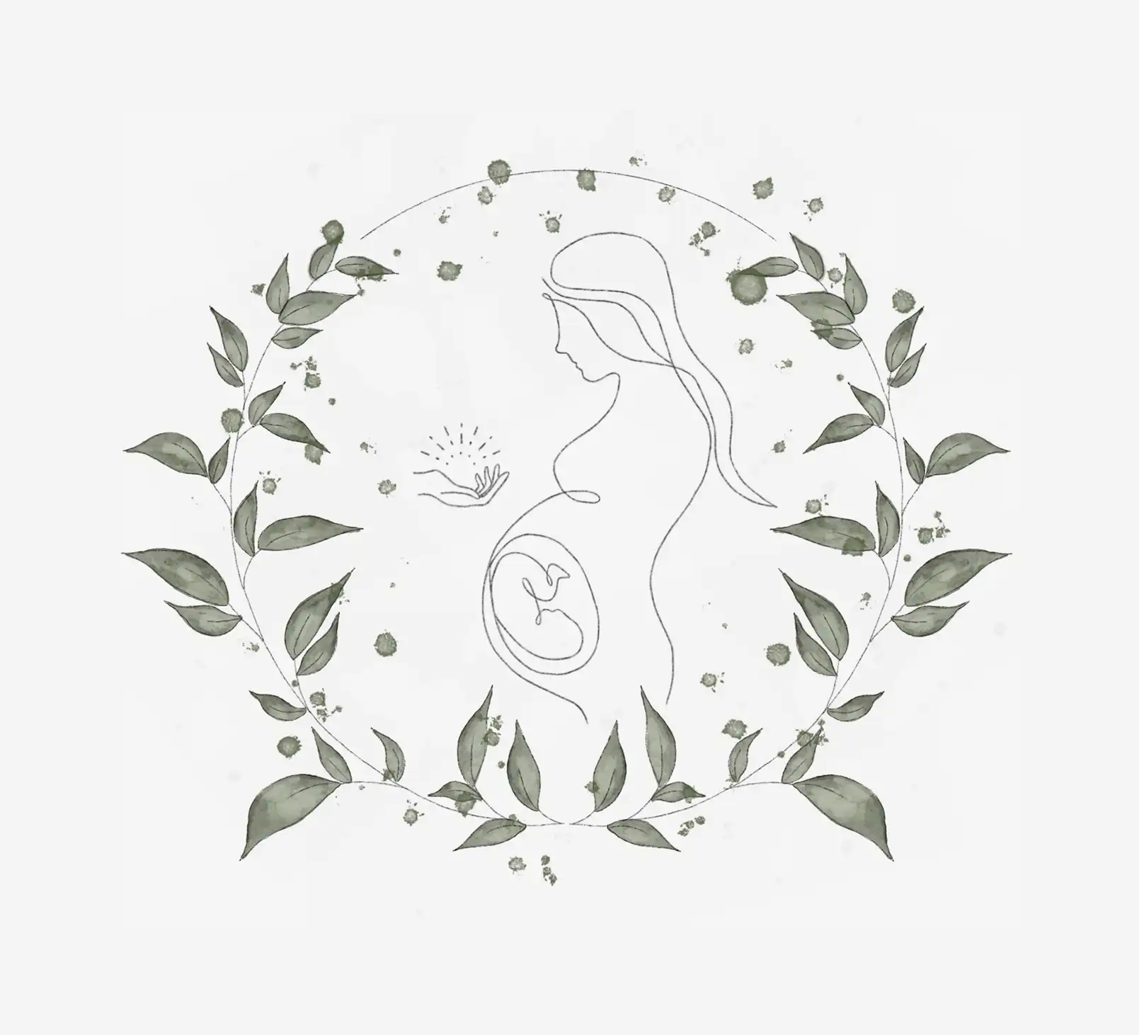 Illustration femme enceinte line art aquarelle